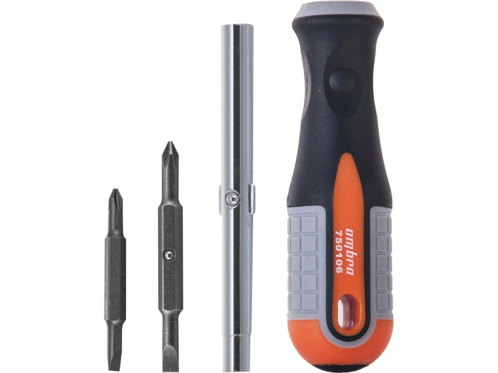 750106 Отвертка стержневая 6 в 1 ROUND GRIP 1/4",5/16"DR, SL5,6, PH1,2