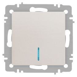 Выключатель Intro Accent 6-102-06 с подсветкой, 10А-250В, IP20, СУ, AL/CU, перламутр