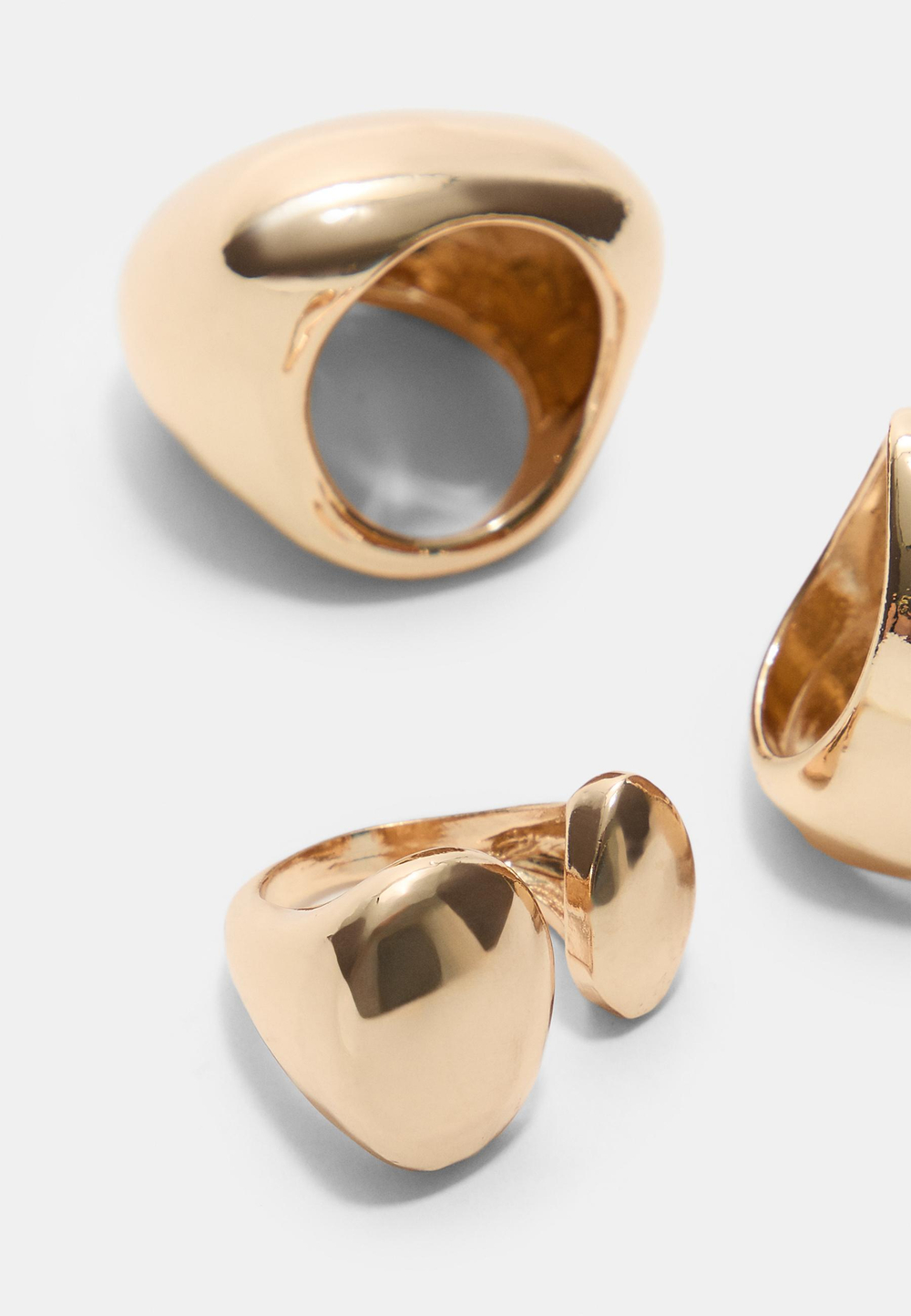 STRADIVARIUS Набор из 3 макси объемных колец, золотой