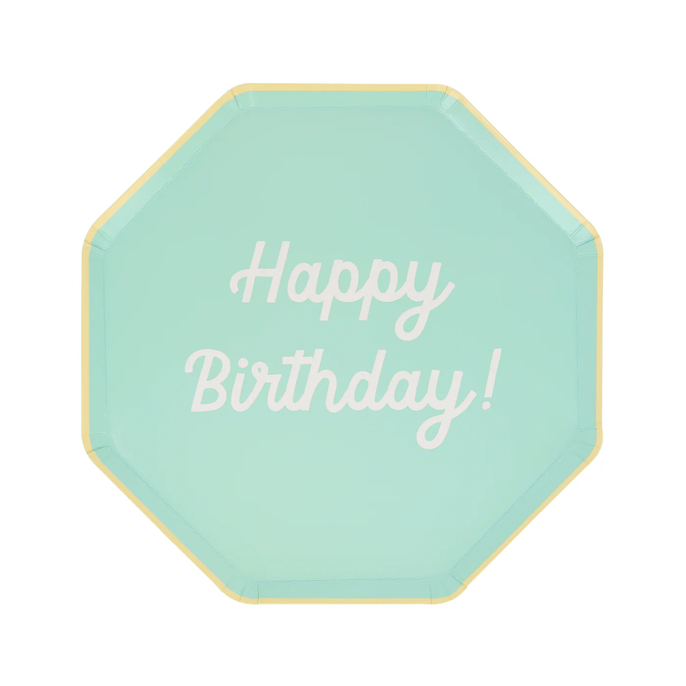 Тарелки маленькие цветные "Happy Birthday" 8 шт.