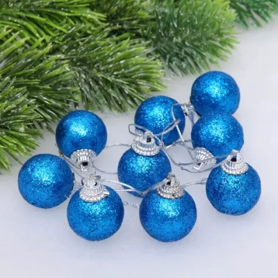Новогодние шары 3 см (набор 9 шт) «Блестящее напыление», голубой