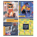 Тетрадь- словарь 48л. А5, Alingar ,"Hello", спецлиновка, скрепка, мелованный картон (стандарт), блок офсет, 4 дизайна в спайке т/у