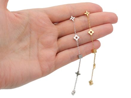 Серьги-гвоздики "Клевер" 93мм, сталь