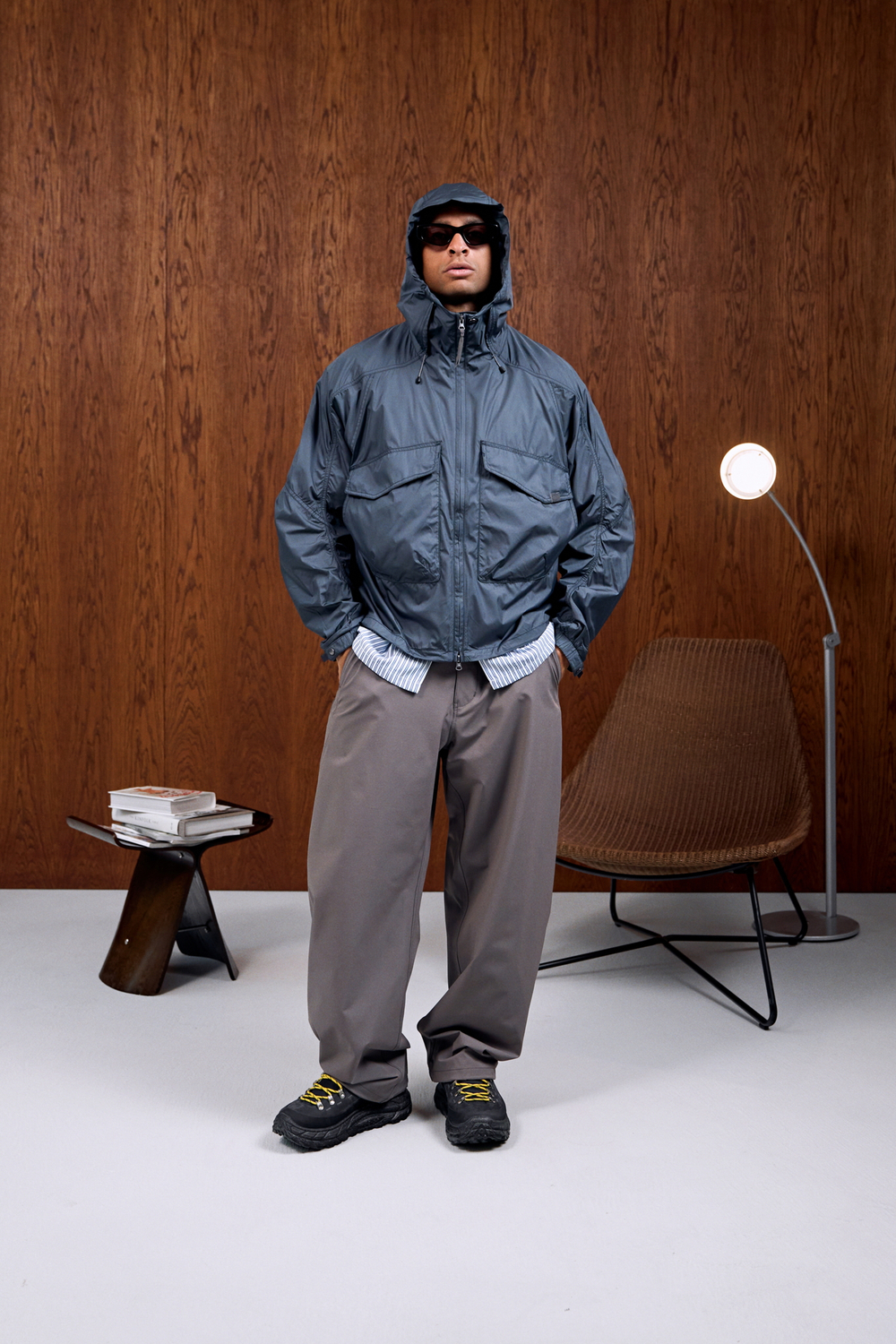 Куртка Nothomme Blue Monte Short-Sleeved Hooded Work Jacket With Curved Blades "Round Mirror Blue"w