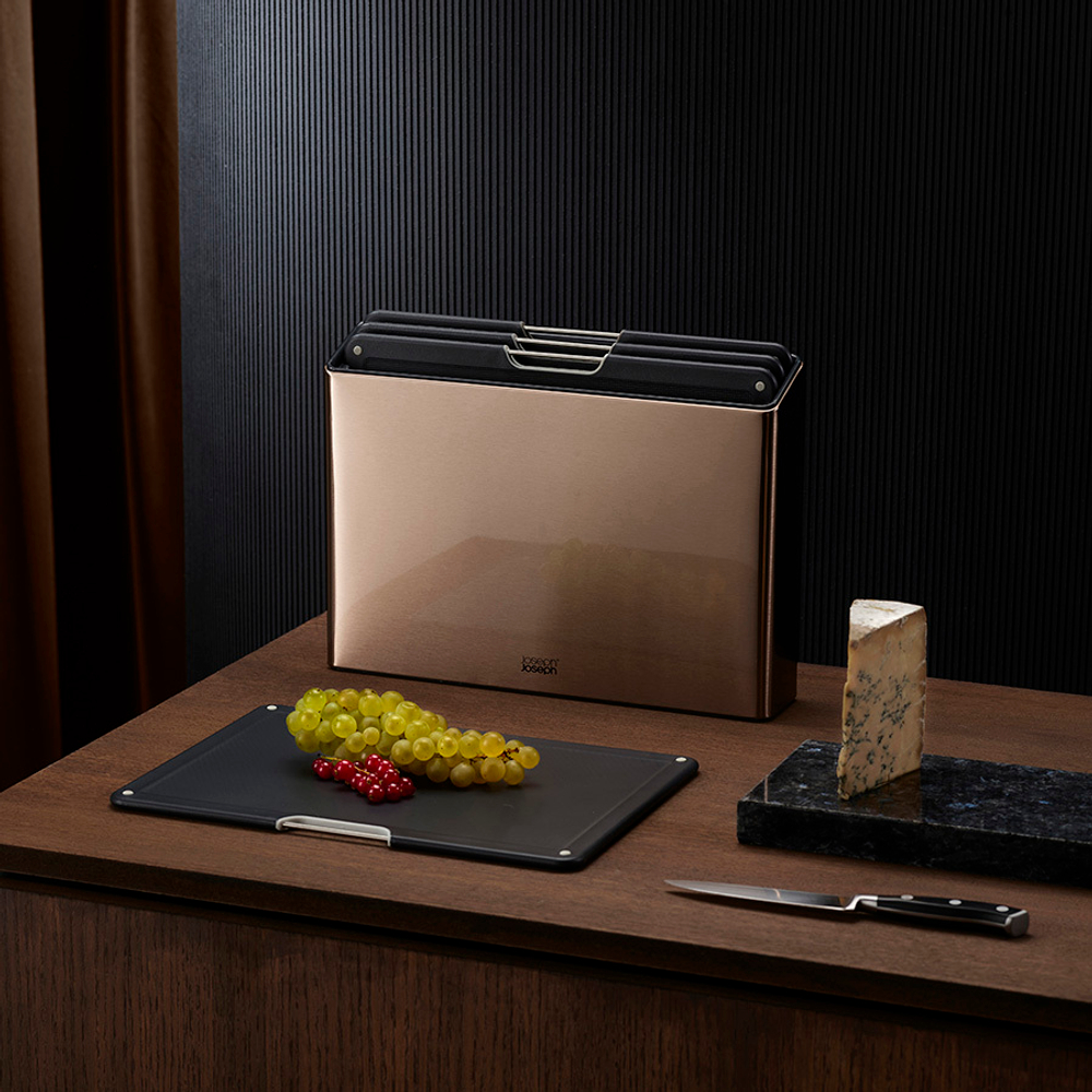 Набор разделочных досок в подставке folio steel, золотистый, 4 шт.