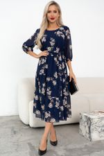 Платье Хелен (синий/цветы)-52р-р Р11-2075/7 Nikol