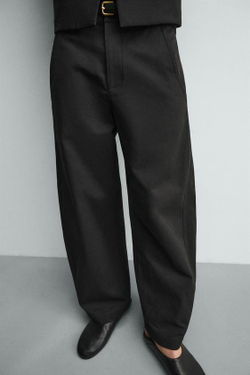 ZARA БРЮКИ RELAXED FIT С РЕГУЛИРУЕМЫМ НИЗОМ, ЧЕРНЫЙ