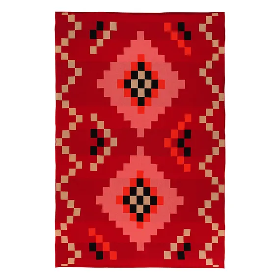 Плед из хлопка по мотивам башкирских орнаментов из коллекции cultural heritage, 130х180 см