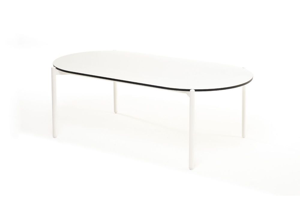 "Диего" журнальный стол из HPL 120х60 H40, каркас белый муар, цвет "молочный"