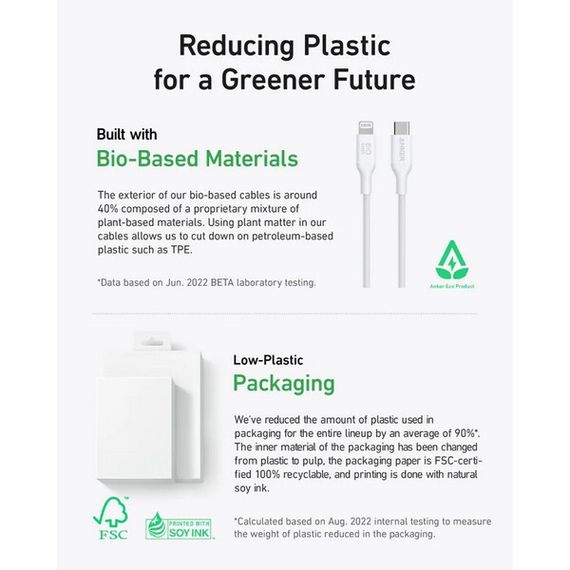 Кабель Anker 542 USB-C to Lightning BIO-BASED 0.9м (A80B1H11.BK) черный