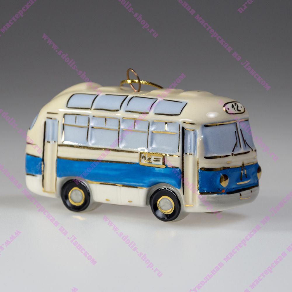 Фарфоровая ёлочная игрушка Экскурсионный Автобус