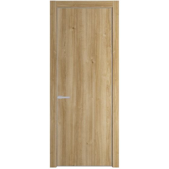 Межкомнатная дверь Profil Doors 1NA дуб карамель глухая серебро