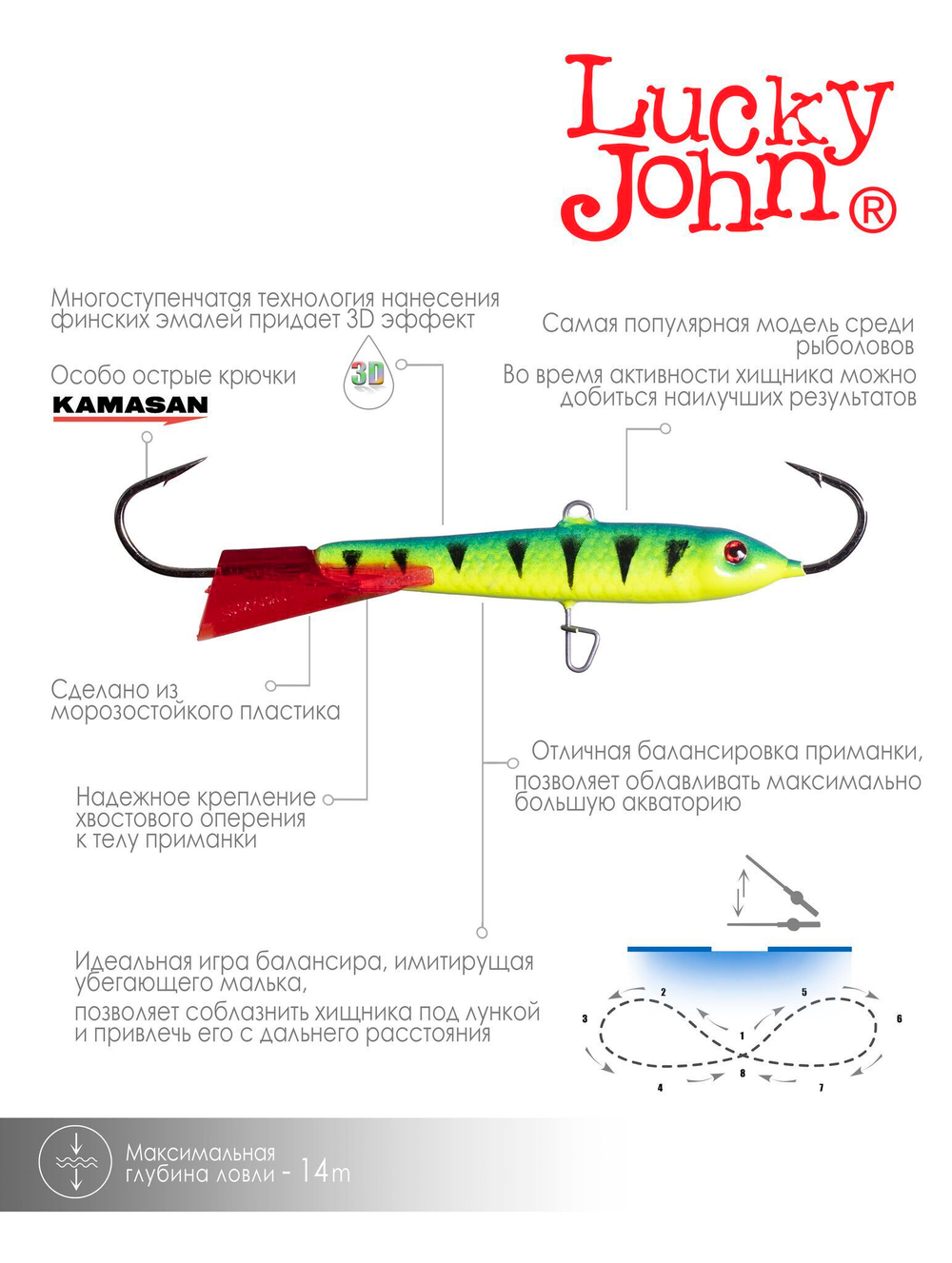 Балансир Lucky John CLASSIC 8 80мм/36RT