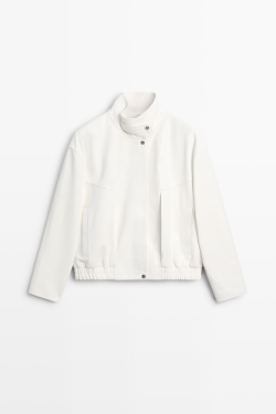 Massimo Dutti Бомбер из кожи наппа, белый