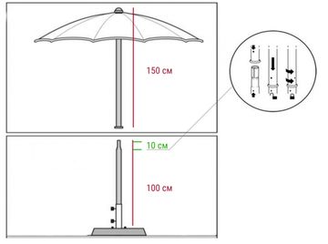 Зонт пляжный профессиональный Ø2.4 м Cezanne