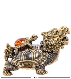 Народные промыслы AM-2206 Фигурка «Черепаха Драконовая» (латунь, янтарь)