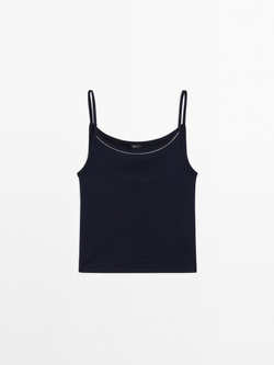 Massimo Dutti Трикотажный топ, темно-синий