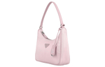PRADA Re Edition Recycled Nylon Fabric With Saffiano Leather Trim Shoulder Bag, Handbag Mini Women"s Snow Pink
