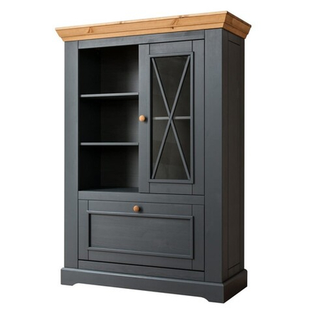 Комод «Форест» 2 двери и полки серый 7012/бейц-масло