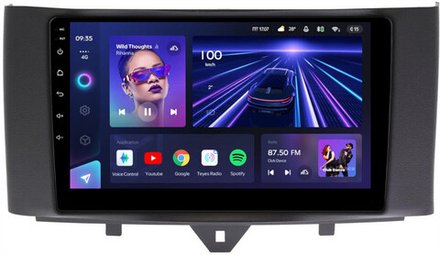 Магнитола для Smart ForTwo W451 2010-2015 - Teyes CC3 монитор 9" QLED на Android 10, ТОП процессор, 4Гб+32Гб, CarPlay, 4G SIM-слот