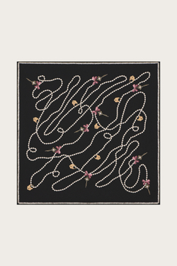 Платок из черного шелка с авторским принтом