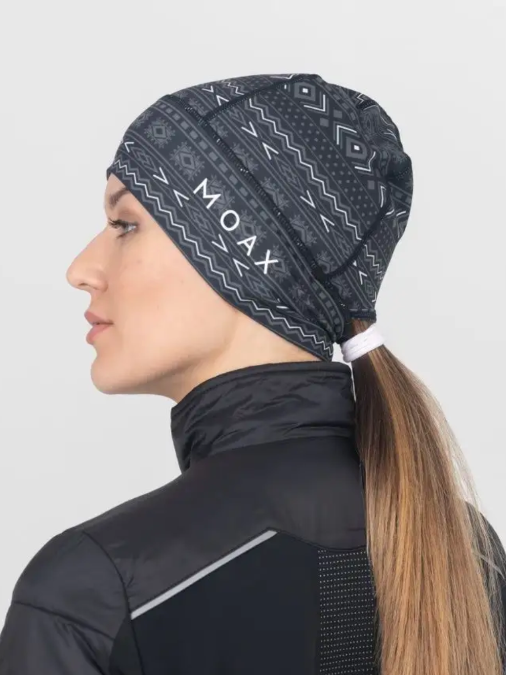 Шапка MOAX TISTA Pony Tail SW46804-10000P, чёрный принт, OS