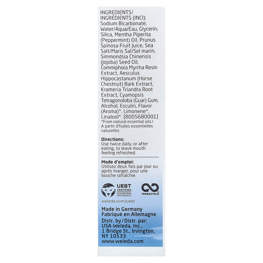 Weleda, Oral Care, солевая зубная паста, без фторидов, со вкусом перечной мяты, 75 мл (2,5 жидк. унции)