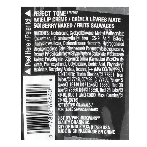 Black Radiance, Perfect Tone, матовый крем для губ, оттенок 5401 Berry Naked, 5,1 мл (0,17 жидк. унции)
