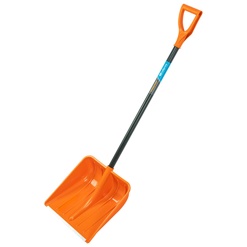 Лопата для уборки снега пластиковая, 400х405х1380 мм, стальной черенок, усиленная Сибртех