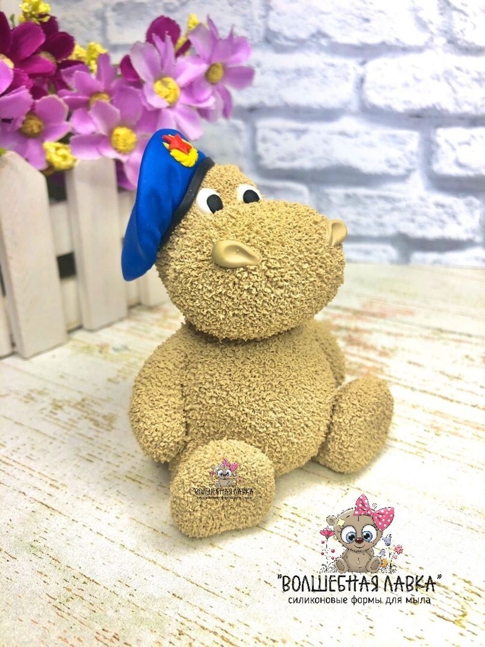 Силиконовая форма Бегемот в берете