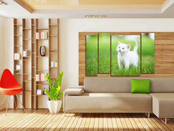 Модульная картина "Белый котенок"