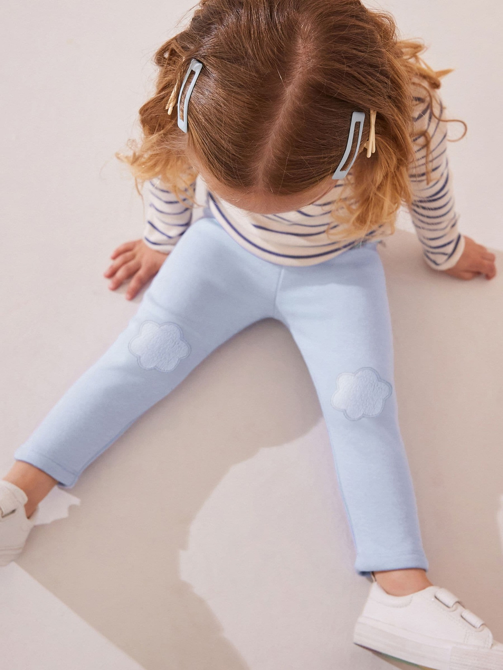 Легинсы с флисовой подкладкой и вышивкой для девочки Next 174-338, Голубой
