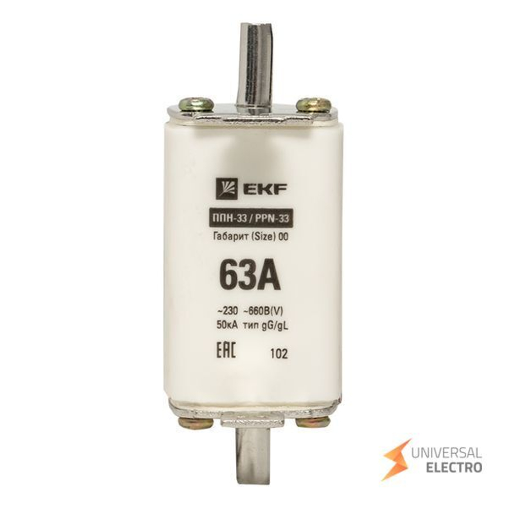 Плавкая вставка ППН-33 160/ 63А габарит 00 EKF PROxima