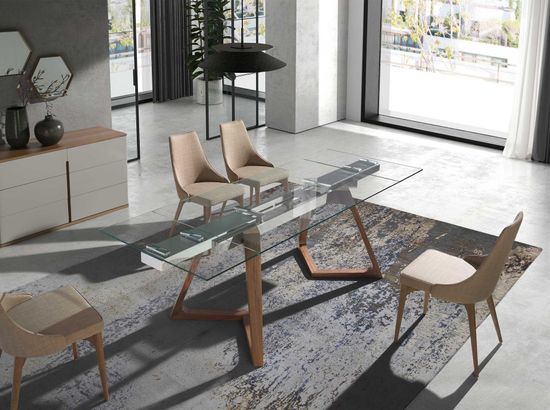 Раздвижной прямоугольный стол 1115/MC1772DT из закаленного стекла