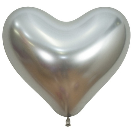 Сердца шары Sempertex, цвет хром 981 серебро, 50 шт. размер 14"