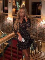 Платье короткое годе цветочек, Черный