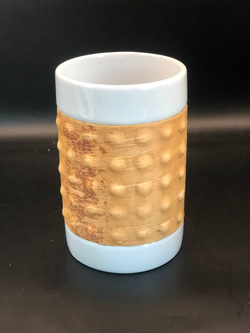 Кружка большая фарфоровая без ручки с берестой. Коллекция Dots (Пупырышки или Точки)