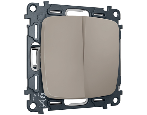 MO363030 Комплект механизма 2-клавишного перекрестного выключателя 10A-250V OMEGA Серо-бежевый матовый QUANT (OP3630, VM125)