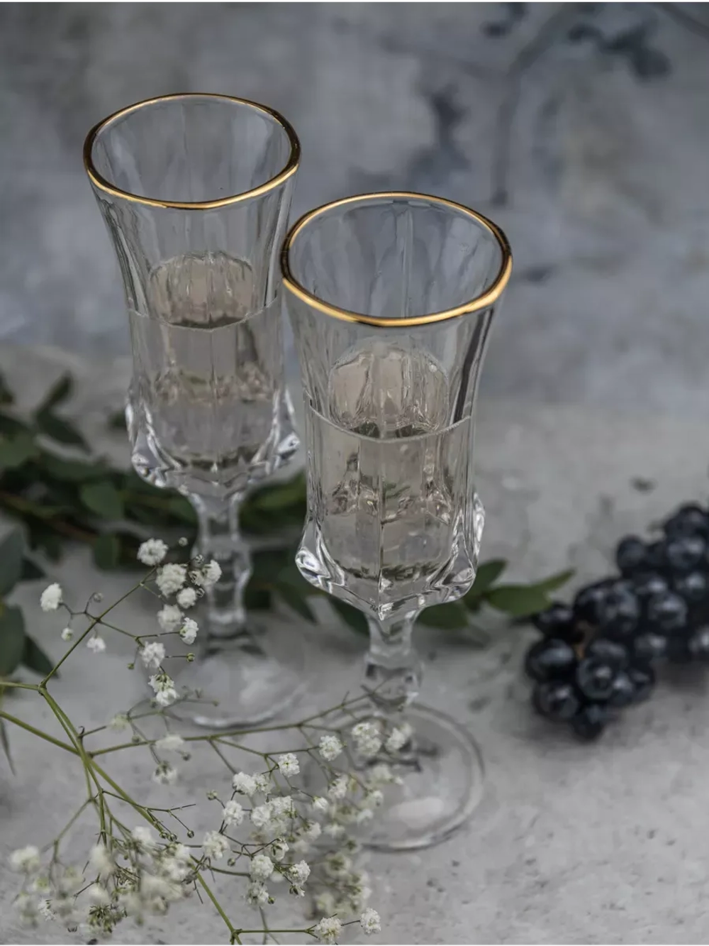 Набор бокалов для шампанского, 160 мл. 6 шт, с золотом