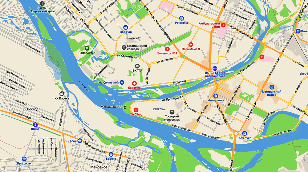 План - схема города Усть - Каменогорск ламинированная 2026 год