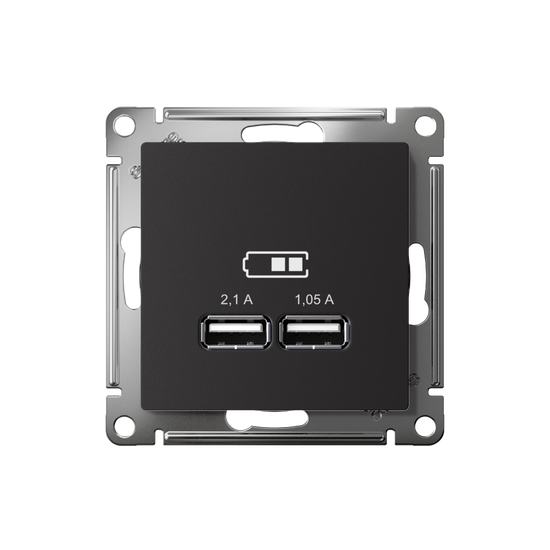 Розетка USB AtlasDesign тип A+A 5В 1х2.1А 2х1.05А механизм карбон SE ATN001033