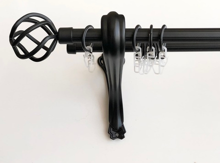 Карниз кованый консольный рифленый Глобо d20/16 двухрядный, цвет черный