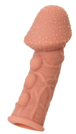 Насадка на фаллос с пузыриками, венками и ребристостью Extreme Sleeve 009 M-size - 14,7 см. (Цвет: телесный)