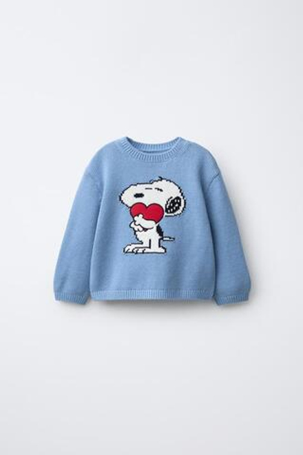 ZARA ВЯЗАНЫЙ ДЖЕМПЕР SNOOPY PEANUTS™, ГОЛУБОЙ