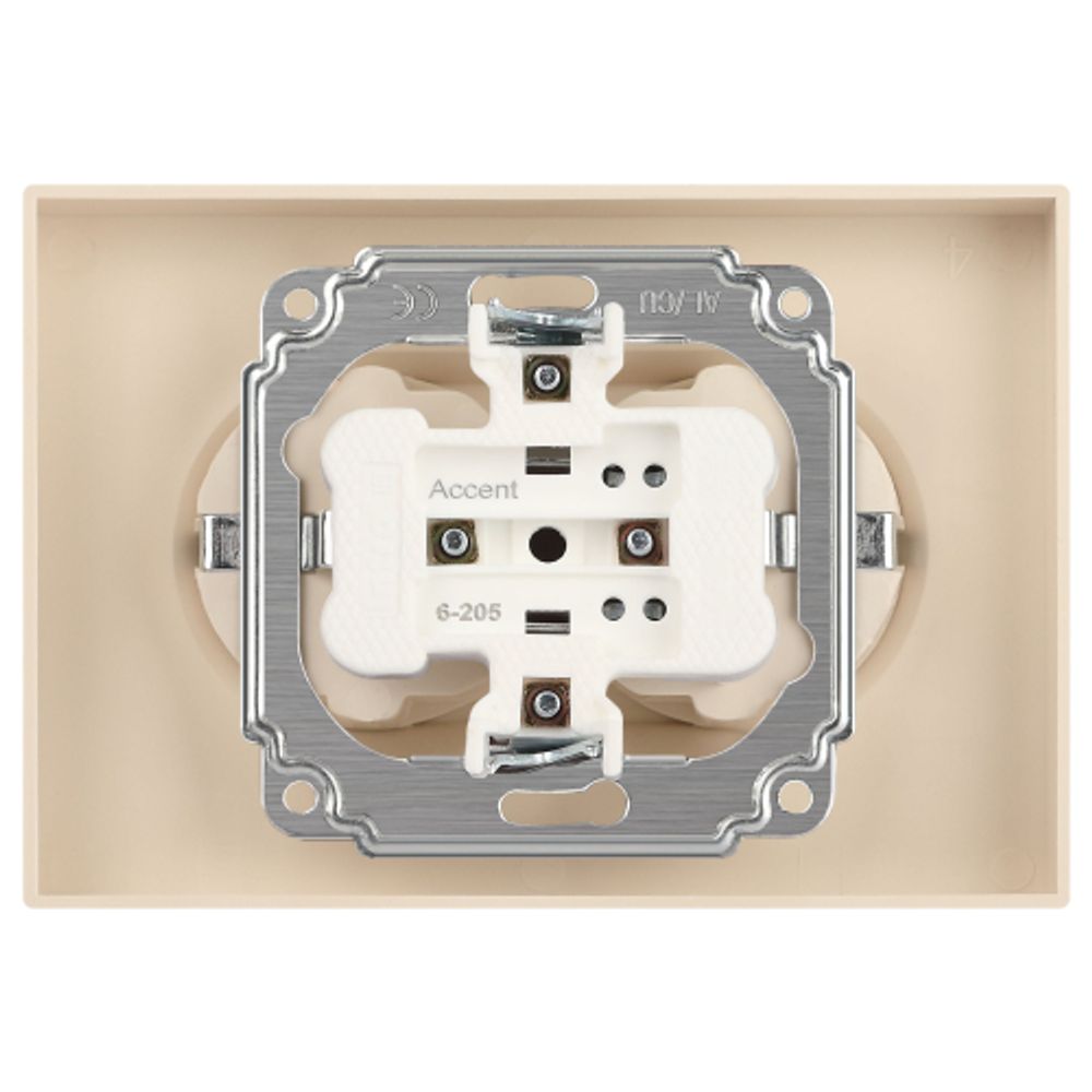 Розетка Intro Accent 6-205-02 двойная с заземлением 2X2P+E Schuko 16А-250В IP20 СУ AL/CU слоновая кость