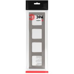 Рамка для розеток и выключателей ЭРА Серия 12 12-5204-16 на 4 поста, Классик, титан