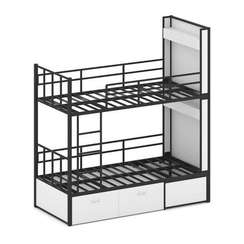 Overnight Кровать 2-х ярусная ON.K2-001 Белый/Металл Черный 2080*950*2260