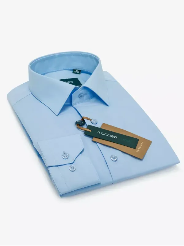 Рубашка приталенная с вытачками на спине SUPER SLIM FIT, голубая