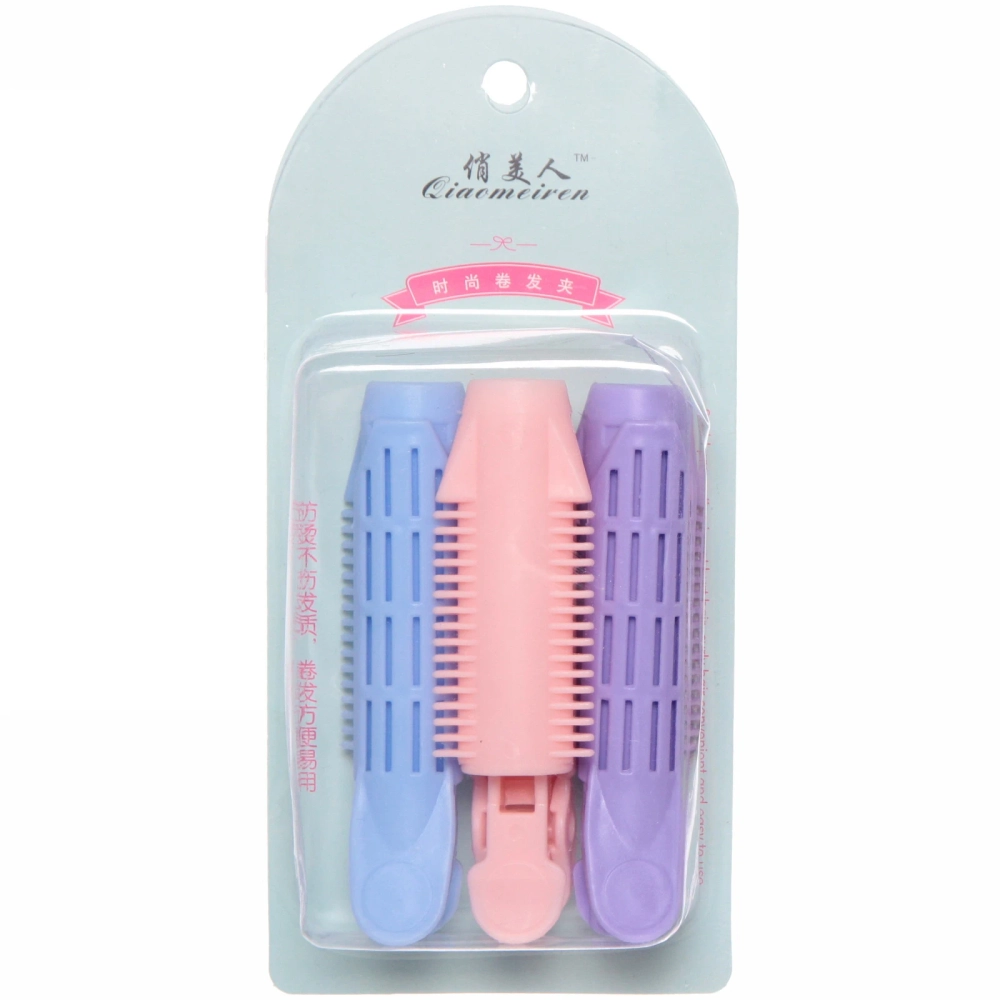 Бигуди пластмассовые с зажимом 3шт «Styling», микс 6 цветов, в пластиковой коробке, 10,5см
