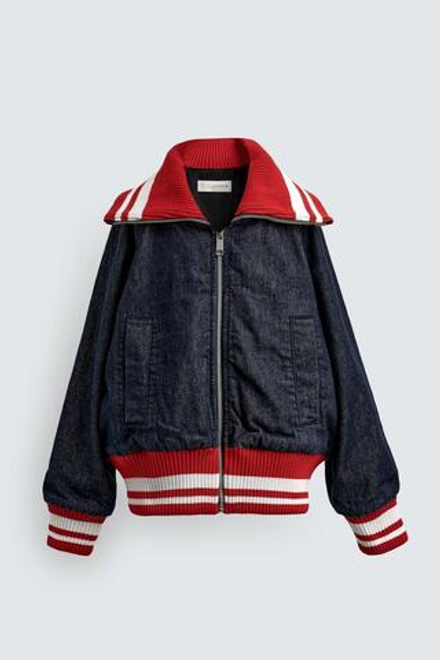 ZARA X DISNEY ДЖИНСОВАЯ КУРТКА-БОМБЕР С РЕЗИНКОЙ, ИНДИГО